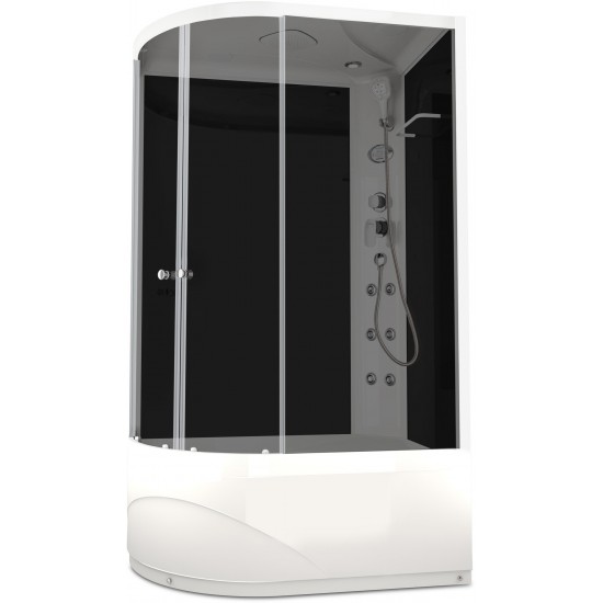 Душевая кабина Domani-Spa Delight 128 High 120x80 тонированное стекло / черные стенки с крышей с гидромассажем (правая)