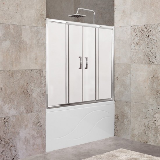 Шторка на ванну Belbagno UNIQUE-VF-2-150/180-140-P-Cr (150-180)x140 стекла матовые