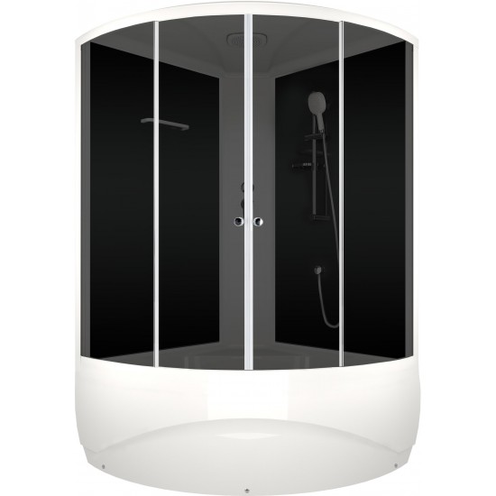 Душевая кабина Domani-Spa Vitality high 120x120 тонированное стекло / черные стенки с крышей