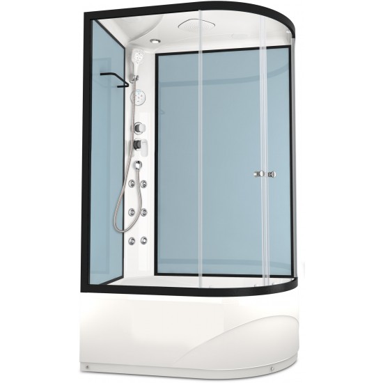 Душевая кабина Domani-Spa Delight 128 High 120x80 прозрачное стекло / голубые стенки с крышей с гидромассажем (левая)