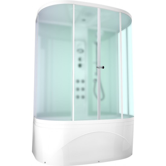 Душевая кабина с ванной Domani-Spa Neat high 150x80 сатин матированное стекло / белые стенки с гидромассажем