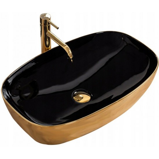 Умывальник Rea Rich Black/Gold 60,5x38,5 черный/золото