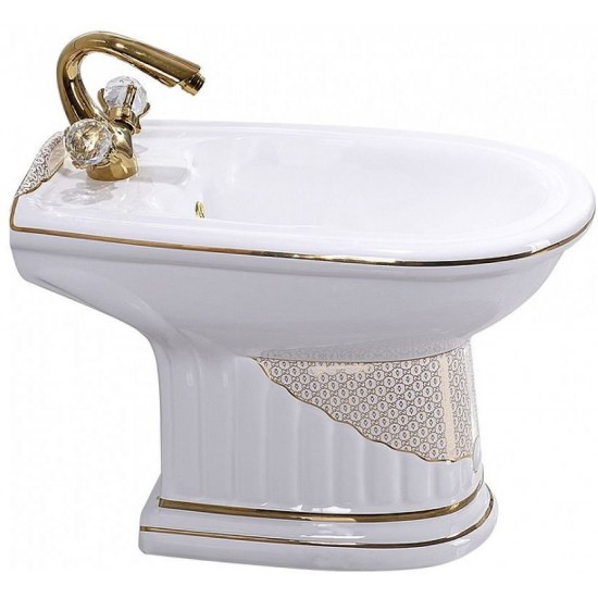 Биде напольное Ceramalux Lux Classic J816 38x60 белый/золото
