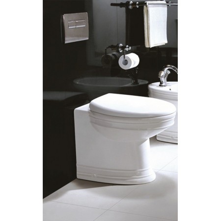 Унитаз приставной Ceramalux 2474 37x53 безободковый, сиденье ПВХ, микролифт, белый глянец