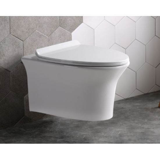 Унитаз подвесной Ceramalux 2100 37,5x54,5 сиденье Duroplast быстросъемное, белый глянец