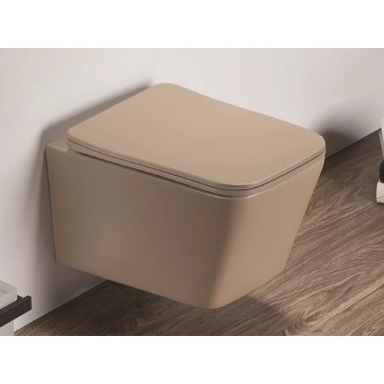 Унитаз подвесной Ceramalux 5170MC 35x52 капучино матовый безободковый SoftClose