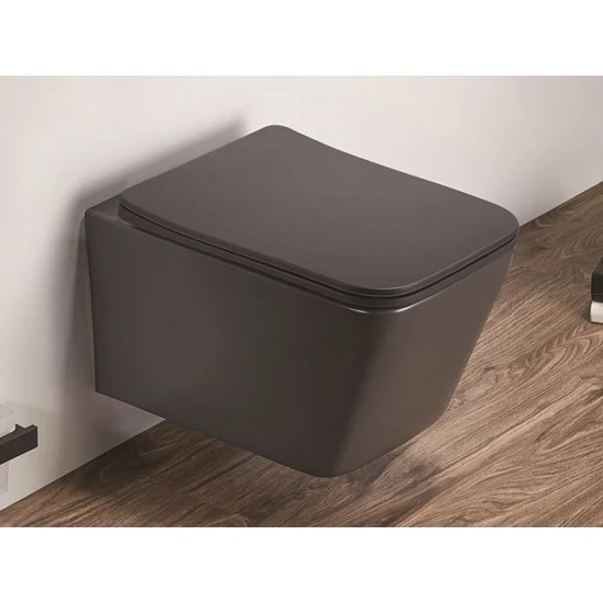 Унитаз подвесной Ceramalux 5170MDH 35x52 серый матовый безободковый SoftClose