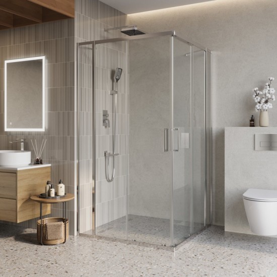 Душевой уголок Belbagno LUCE-A-22-80+20-C-Cr 100x100 стекла прозрачные