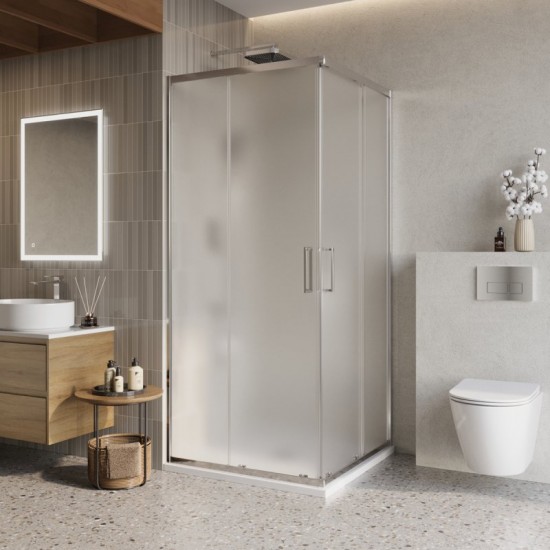 Душевой уголок Belbagno LUCE-AH-2-100/80-P-Cr 100x80 стекла матовые