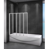 Шторка на ванну Cezares RELAX-V-5-120/140-C-Bi 120x140 стекло прозрачное, профиль жемчужно-серый