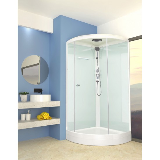 Душевая кабина Domani-Spa Simple 99 90x90 прозрачное стекло / белые стенки с крышей