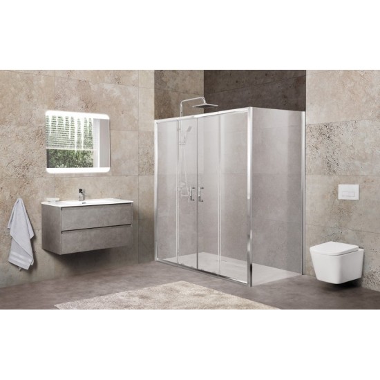 Душевой уголок Belbagno UNIQUE-AH-21-150/180-90-P-Cr 150x90x190 см стекло рифленое