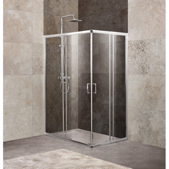 Душевой уголок Belbagno UNIQUE-AH-2-100/115-75/90-C-Cr   (100-115)x(75х90) см стекло прозрачное