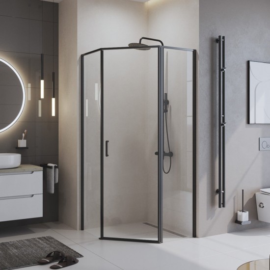 Душевой уголок Belbagno UNO-195-P-1-90-C-NERO 90х90 см стекла прозрачные