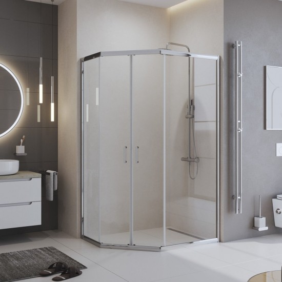 Душевой уголок Belbagno UNO-195-PH-2-100/80-C-Cr 100х80 см стекла прозрачные