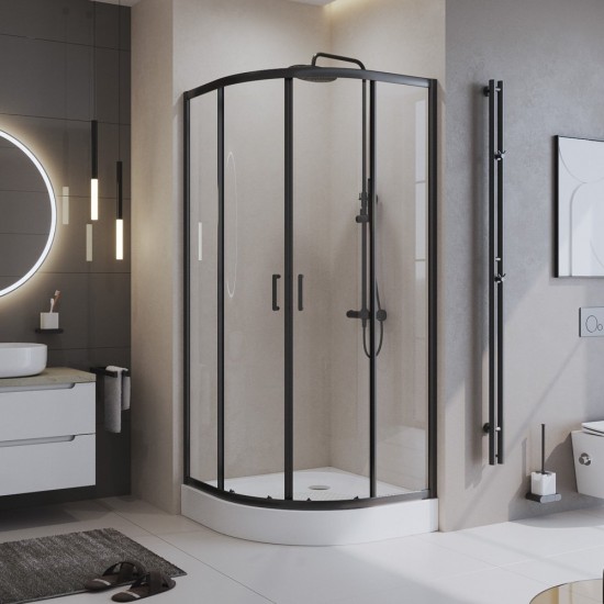 Душевой уголок Belbagno UNO-195-R-2-90-C-NERO 90х90 см стекла прозрачные