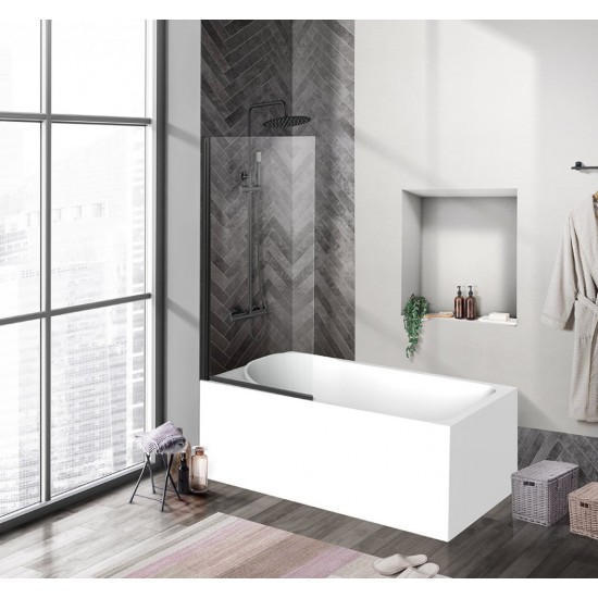 Шторка на ванну Belbagno UNO-V-1-90/150-C-NERO  80х150 см стекло прозрачное